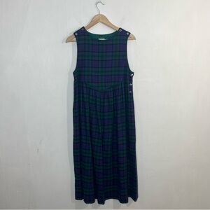 Laura Ashley Green and Purple Plaid Pinafore Dress